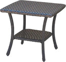 Patio Tables Outdoor Coffee Table - Wicker Rattan Side Tables with 2-Tier Storage Shelf End Table for Porch Deck Balcony Garden Outside Square Brown by GreenHaven Gardens