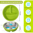 Nuogo 2 Pcs Stainless Steel Baby Suction Plates with Removable Silicone Shell 2-in-1 Metal Toddler Bowl Divided for Picky Eaters Kids Feeding Led Weaning Supplies, Dishwasher Safe (Green, Blue) by TinyTreasures Baby Boutique