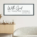 LuZhiQiang With God All Things Are Possible Wall Decor 40"×15" Matthew 19:26 sign Bible Verse Scripture for Living Room Large Wood Framed Wall Hanging Art (Black) by CozyNest Decor