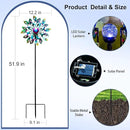 360°Peacock Solar Wind Spinner with Lights Blue Metal Garden Outdoor Decor Yard Lawn Art Decor for Patio Kinetic Windmills Unique Gifts for Friends and Family 51.9' H x 12.2'' Dia by CozyNest Decor