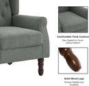 Accent Chair, Upholstered Armchair with Button Tufted High Back & Solid Wood Legs, Comfy Wingback Reading Single Sofa Chair for Small Spaces, Living Room, Bedroom (Grey, Set of 2)