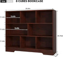 Book Shelf, 8 Cubes Storage Organizer, 3-Tier Open Shelf Wooden Bookcase, Freestanding Cherry Bookshelf Cube Shelf for Bedroom, Living Room, Home Office by CozyNest Decor