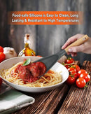 Cooking Spoon for Nonstick Cookwares, Great for Cooking and Serving Sturdy BPA-Free Matte Silicone, Wood Handle Spoon for Mixing, Scoop, and Scrape (2 Pack of Grey, 11.4 inch) by CozyNest Decor