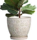 10 Inch Ceramic Planter Pot Large Plant Pot for Indoor Plants Outdoor Round Flower Pot with Drainage Hole and Saucer for Home Garden Decor White by GreenHaven Gardens