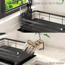 Godboat Dish Drying Rack, Dish Rack with Auto-Drain & Mat, Dish Drainers for Kitchen Counter, Glass Organizer for 4 Cups, 3 Slots Utensil Holder, Gifts for Women Mothers Day, Kitchen Gadgets & Decor by CozyNest Decor