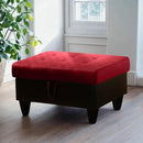Ottoman Rectangular Storage Ottoman Bench, Flannel Footrest Stool Footstool with Lid for Living Room, Bedroom, Entryway, Red&Black, 35"x23.5"x17.5" by CozyNest Decor