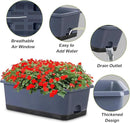 Window Box Planter 8 Pcs, 17 Inches Rectangle Flower Pots with Drainage Holes and Trays, Vegetable Planters for Windowsill Patio Garden Balcony Home Porch Yard Indoor Outdoor (Grey) by GreenHaven Gardens