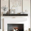 48x8x3 Fireplace Mantel - Handcrafted Hollow Rustic Solid Wood Wall Mounted Floating Shelf with Invisible Heavy Duty Wood Bracket (Weathered Black) by CozyNest Decor