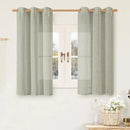 LAMIT Short Linen Curtains 48 Inch Length 2 Panels, Semi Sheer Light Filtering Panels Bronze Grommet Drapes for Small Window/Bathroom/Bedroom/Basement, Sage Grey, 34 x 48 Inch by CozyNest Decor
