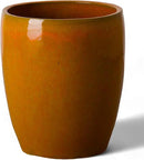 Emissary Bullet 18 in. Bright Orange Ceramic Round Planter (18 in. L x 18 in. W x 21 in. H) with Drainage Hole by CozyNest Decor