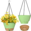 ZMTECH 2 Pack 10 Inch Hanging Planters for Outdoor Plants, Hanging Pots for Plants Indoor with Visible Water Level, Hanging Flower Basket with Drainage Holes & Removable Tray(Green) by CozyNest Decor