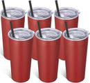 VEGOND 20oz Tumbler Bulk with Lid and Straw 6 Pack, Stainless Steel Vacuum Insulated Tumbler, Double Wall Coffee Cup Travel Mug, Red by TinyTreasures Baby Boutique