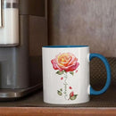 Novelty Rose Accent Cup For Girl, Personalized Rose Flower Coffee Mug 11oz 15oz, Customized Rose Lover Ceramic Cup With Name, Custom Flower Design Mug, Gift For Anniversary by CozyNest Decor