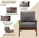 HNY Mid Century Arm Chair, Upholstered Accent Armchair with Wood Frame and Canvas Cushions, Leisure Reading Chair Slipper Chair for Living Room, Bedroom, Gray by CozyNest Decor