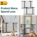 Cumbor 2 Pack 29.7"-48" Baby Gate for Stairs, Mom's Choice Awards Winner-Dog Gate for Doorways, Pressure Mounted Auto-Close Pet Gates for Dogs Indoor, Safety Child Gate with Easy Walk Thru Door,Black by TinyTreasures Baby Boutique