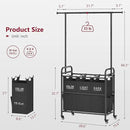 Tajsoon Laundry Sorter Cart with Hanging Rack, Laundry Sorter 3 Section, Laundry Hamper with Heavy Duty Rolling Lockable Wheels, Black by CozyNest Decor