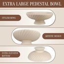 Large Resin Pedestal Decorative Bowl - Modern Fruit Bowl for Kitchen Counter - Handicraft Bowls for Home Decor - Key Bowl for Entry Table,Artificial Stone Beige by CozyNest Decor