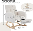 NIOIIKIT Nursery Rocking Chair, Corduroy Upholstered Rocking Chair with Adjustable Footrest, Tufted Rocker Chair with Side Pocket, Glider Rocker for Living Room, Bedroom (Cream Casual) by TinyTreasures Baby Boutique