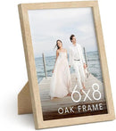 HAUS AND HUES 6x8 Natural Oak Wooden Picture Frame - 6x8 Poster Frame - Premium Oak, Vertical Hang, Shatterproof Plexiglass - Ideal for Home, Room, Office (6x8 in, Natural Oak) by CozyNest Decor