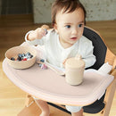 Cowiewie Natural Wooden High Chair for Babies & Toddlers 3-Tier Remove & 2 Adjustable Tray, 8 Adjustable Highchair with Cushions, Easy to Clean (Black) by TinyTreasures Baby Boutique