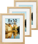 IBUYKE 8x10 Picture Frame,Set of 3,Solid Oak Wood 8x10 Photo Frame with Mat to 5x7,10x8 Picture Frames With Tempered Glass,Tabletop or Wall Mount Display,Home Decor,Natural Oak 8 x 10 Frame,UWPF0810N-3 by CozyNest Decor