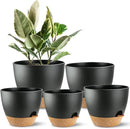 Self Watering Plants Pot with Drainage Hole, Flower Plants Pots for Indoor & Outdoor, Black Plastic Self Watering Planters Succulent Pot 5pcs/Set by GreenHaven Gardens