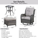 5 Pieces Patio Furniture Sets Wicker Outdoor Furniture, Rattan Patio Swivel Glider Chairs with 2 Ottoman and Glass Side Table by GreenHaven Gardens