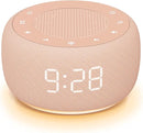 Buffbee Sound Machine & Alarm Clock 2-in-1, 0-100% Clock Face Brightness, Bottom Colored Light, Sleep Timer, Precise 30-Level Volume White Noise Machine, Digital Alarm Clocks for Bedrooms - Peach by TinyTreasures Baby Boutique