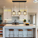 Farmhouse Modern Glam Chandelier Dining Room Clear Glass Star Pendants Light Fixture Kitchen Island LED Ceiling Hanging Lights Included Warm Light Bulbs Black by CozyNest Decor