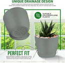 Planter Pots with Drainage Holes - Lightweight, Durable & Space-Saving Pots for Indoor and Outdoor - Versatile Functionality, Simple Modern Design, Set of 5 Plastic Planter Pots - Gray by GreenHaven Gardens