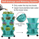 Vertical Planter 4 Tier Stackable Planters Garden Planters Strawberry Herb Flower and Vegetable Planter Indoor Outdoor Gardening Pots with Removable Wheels and Tools by GreenHaven Gardens