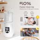 Portable Cordless Baby Bottle Warmer for Travel, Rechargeable with 8 Adapters & 1 Milk Powder Container, Safe Material, Fast Heating, Compatible with Major Brands,White by TinyTreasures Baby Boutique