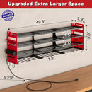 12 Cordless Drill Holder Large Power Tool Organizer Wall Mount with Side Pegboard & Screwdriver Holder, 4-Tier Heavy Duty Metal Tool Storage Rack with 4-Outlet Power Strip by GreenHaven Gardens