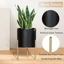 ARNIS Modern Planter Pots, Set of 2 Round Large Planters with Stand, Decorative Planters, Metal Pots with Drainage Holes for Living Room, Office, Garden or Balcony, 8.25 &10.5 Inch, Black & Gold by CozyNest Decor