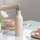 famiware Jupiter 16oz Ceramic Olive Oil Dispenser Bottle, 1 Piece Oil Dispenser for Kitchen with Stainless Steel Pourers, Suitable for Storage Vinegar, Soy Sauce, Coffee Syrup, Light Pink by CozyNest Decor
