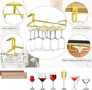 AUHOKY Adjustable Wine Glass Holder Under Shelf, Nail Free Metal Stemware Holder Storage Hanger, Hanging Wine Glasses Rack Organizer Under Cabinet Mount for Bar Kitchen (4 Rows, Gold) by CozyNest Decor
