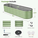Oval 8x2x1.5 FT Galvanized Raised Garden Bed Kit, 31 in 1 Large Metal Planter Box for Outdoor Gardening, 18” Garden Bed for Vegetables Flower Herb(Sage Green) by GreenHaven Gardens