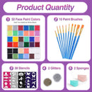 VESPRO Face Painting Kit For Kids Party,32 Colors Professional Oil Face&Body Paint Kit with 10 Brushes 4 Reusable Face Stencils,2 Glitters and 2 Sponges for Kids and Adults Halloween Makeup by TinyTreasures Baby Boutique