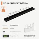 Solid Ash Wood Floating Shelves, Wood Picture Ledge Shelf Set of 2, 48 Inch Long Large Photo Ledge Shelves, Nursery Book Shelves Wall Mounted for Living Room Kids' Bedroom Decor, Black by TinyTreasures Baby Boutique