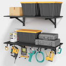 2-Pack 2x4ft Garage Shelving Wall Mounted, 2' x 4' Heavy Duty Garage Storage Shelves with Hooks, 400LB Capacity by GreenHaven Gardens