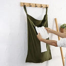 Linen Hanging Laundry Bag, 100% Linen Over The Door Laundry Hamper with Buttons and Zipper, Space Saving Door Hampers for Laundry Dirty Clothes Home Travel, Green by CozyNest Decor