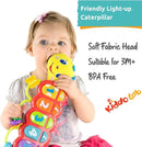 KiddoLab Lira Baby Musical Toy with Lights & Music – Interactive Caterpillar Spinner & Stacking Rings for Infants 3+ Months – Soft Stuffed Animal Head for Sensory Play by TinyTreasures Baby Boutique