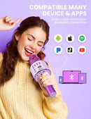 BONAOK Wireless Bluetooth Karaoke Microphone, Portable Toy Microphone for Singing, Gifts to Girls Boys Kids Adults All Age Q37（Bright Purple） by TinyTreasures Baby Boutique