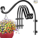 4 Pack Heavy Duty Plant Hanger Bracket, 16Inch Hanging Brackets for Plants Outdoor and Indoor, 80lbs Holding Capacity Metal Plant Wall Hooks, Black Hanging Plant Brackets for Flower Wind Bird Feeder by GreenHaven Gardens