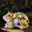 pearlstar Garden Statues, Frog Solar Statue Garden Decor Clearance, Cute Resin Frog Figurines with 7 LED Solar Lights Lawn Decorations for Patio Yard Gifts for Mom Grandma Housewarming by GreenHaven Gardens