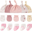 Baby Hats Mittens and Socks Set Cotton Newborn Hat Beanie Soft Infant Girls Boys Caps Gloves 0-6 month by TinyTreasures Baby Boutique