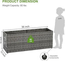 LEWIS&WAYNE Large Rectangular Block Planter Box Handmade Wicker Tall Planters for Outdoor Plants with Removable Liners Modern Planter for Indoor Outdoor Patio Deck - Gray, 36''x12''x16'' by CozyNest Decor