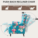 UIXE Floral Pushback Recliner Chair, Fabric Upholstered Armchair Push Back Accent Chair for Living Room, Rivet Trim Club Chair Home Theater Single Sofa Reading Seat - Peacock Blue by CozyNest Decor