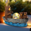 Solar Bears Boating Statue with Ball Light 5" Resin Bear Figurines Waterproof Bear Decorations for Home Yard Patio Porch Balcony Best Garden Gifts for Women Mothers Grandmothers Sisters by GreenHaven Gardens