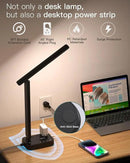 Addtam LED Desk Lamp, Power Strip with 3 Outlets 4 USB Charging Ports(2 USBC), 4 Modes 5 Level Brightness Touch Lamp, Small Desk Lamp for Home Office College Dorm Room Essentials by CozyNest Decor